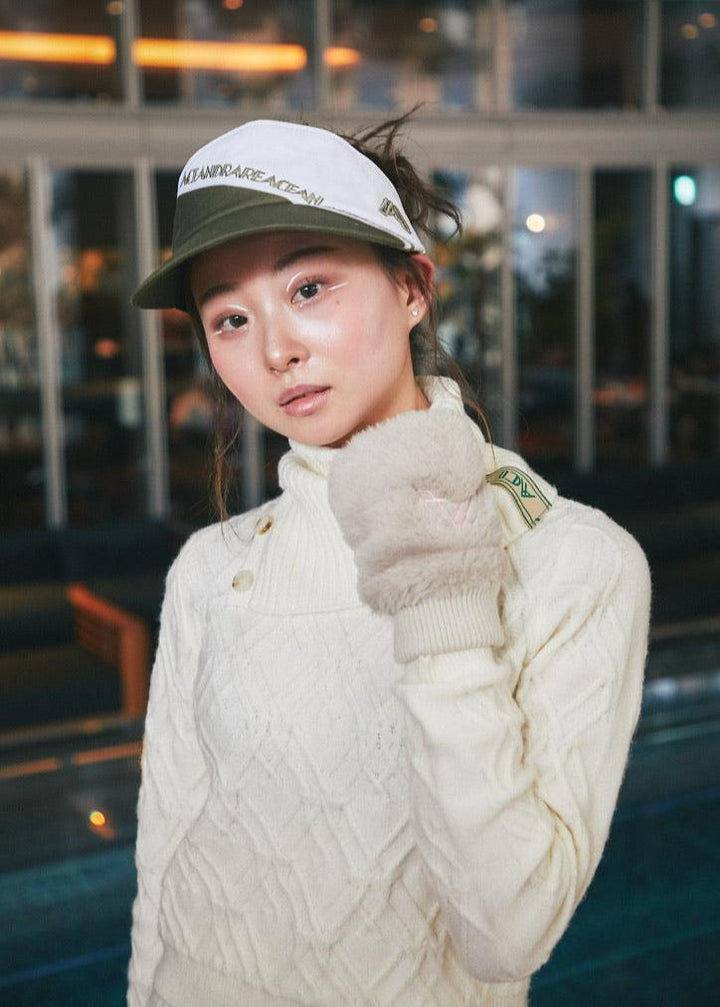 ACEANDRARE ゴルフ バイザー ファー付き ホワイト FUR リバーシブルハンドカバー – ACEANDRARE