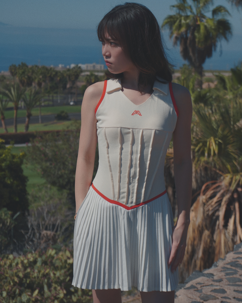 エースアンドレア　Palma Corset Pleated Dress　新品 PALMA CORSET PLEATED DRESS / SUNBLEACH – ACEANDRARE