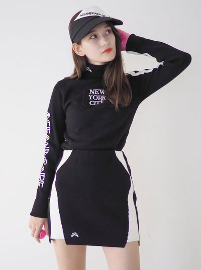 TWO TONE TURTLENECK / BLACK