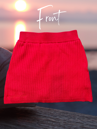 HIBISCUS-RED KNIT SKIRT